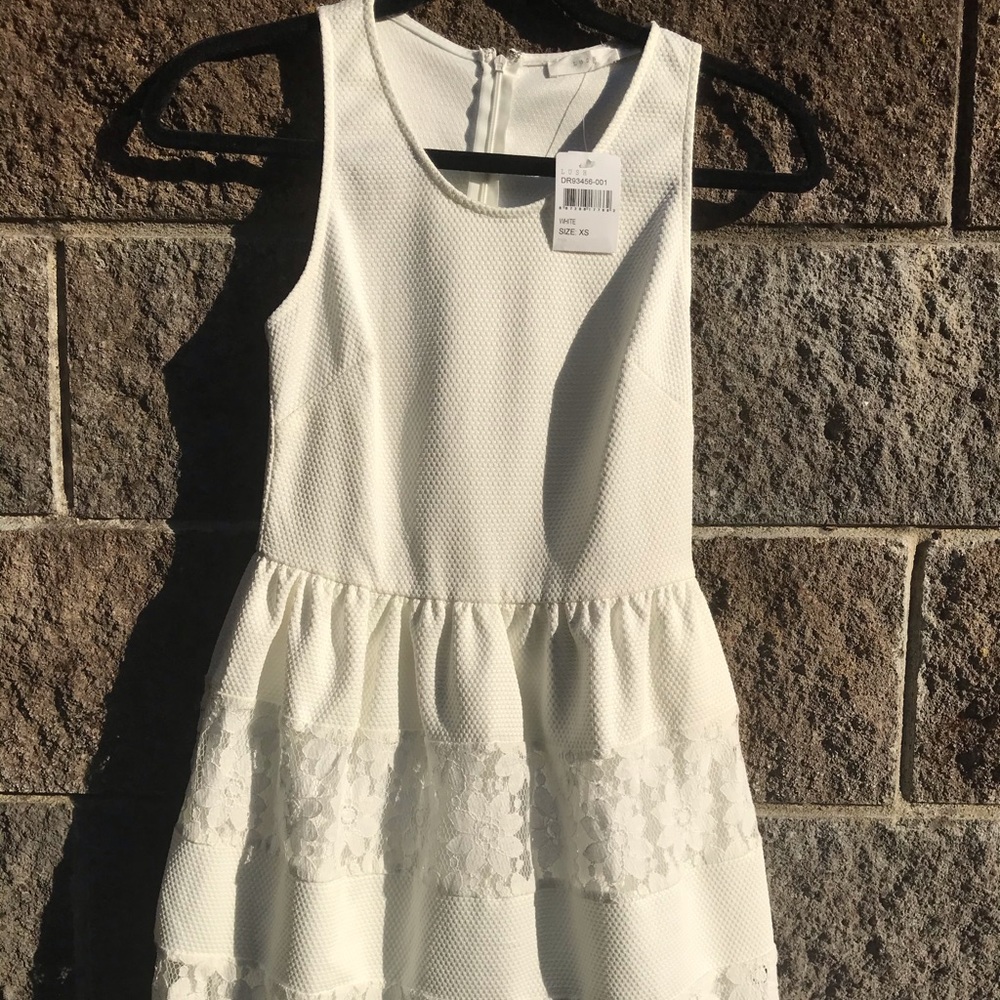 NWT white stripe lace fit & flare dress